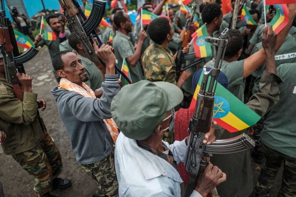 Grupo de milicianos de la región de Amhara en Etiopía