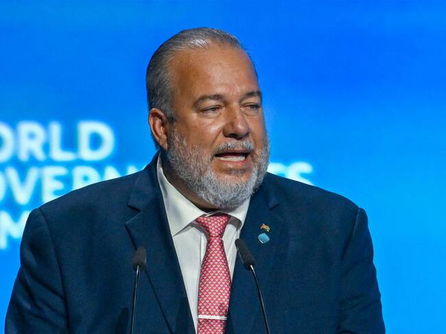 El primer ministro de Cuba, Manuel Marrero Cruz, habla durante un evento internacional