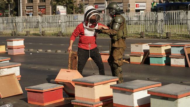 Protesta apicultores. / Agencia Uno