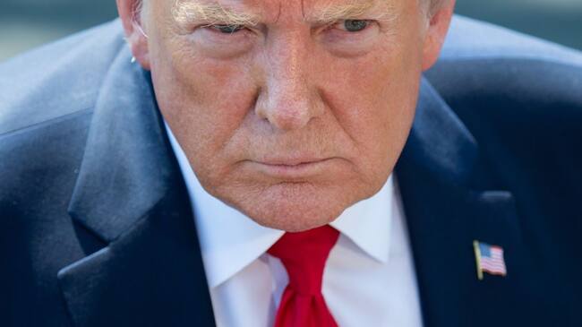 US President Donald Trump speaks to the media after arriving on the South Lawn of the White House in Washington, DC, July 30, 2019, following a trip to the 400th anniversary of Jamestown, Virginia. (Photo by SAUL LOEB / AFP) (Photo by SAUL LOEB/AFP via Getty Images)