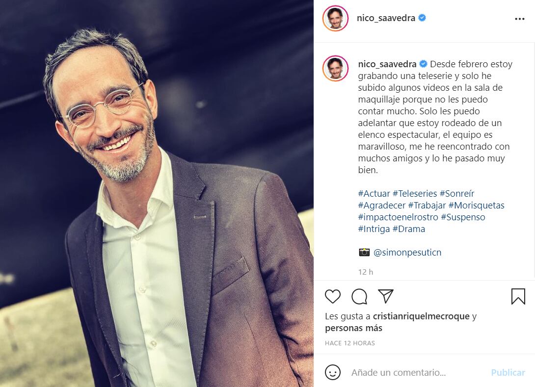 Nico Saavedra en nueva teleserie | Instagram