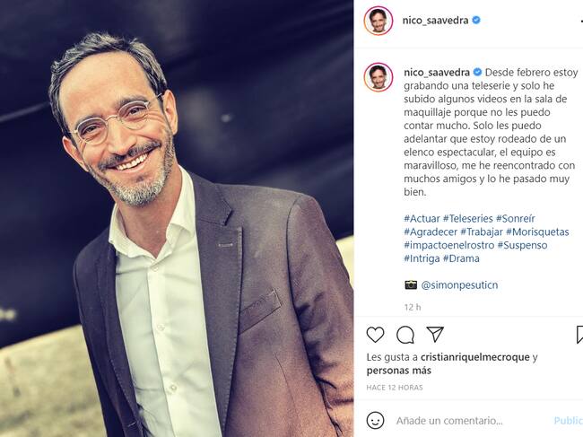 Nico Saavedra en nueva teleserie | Instagram