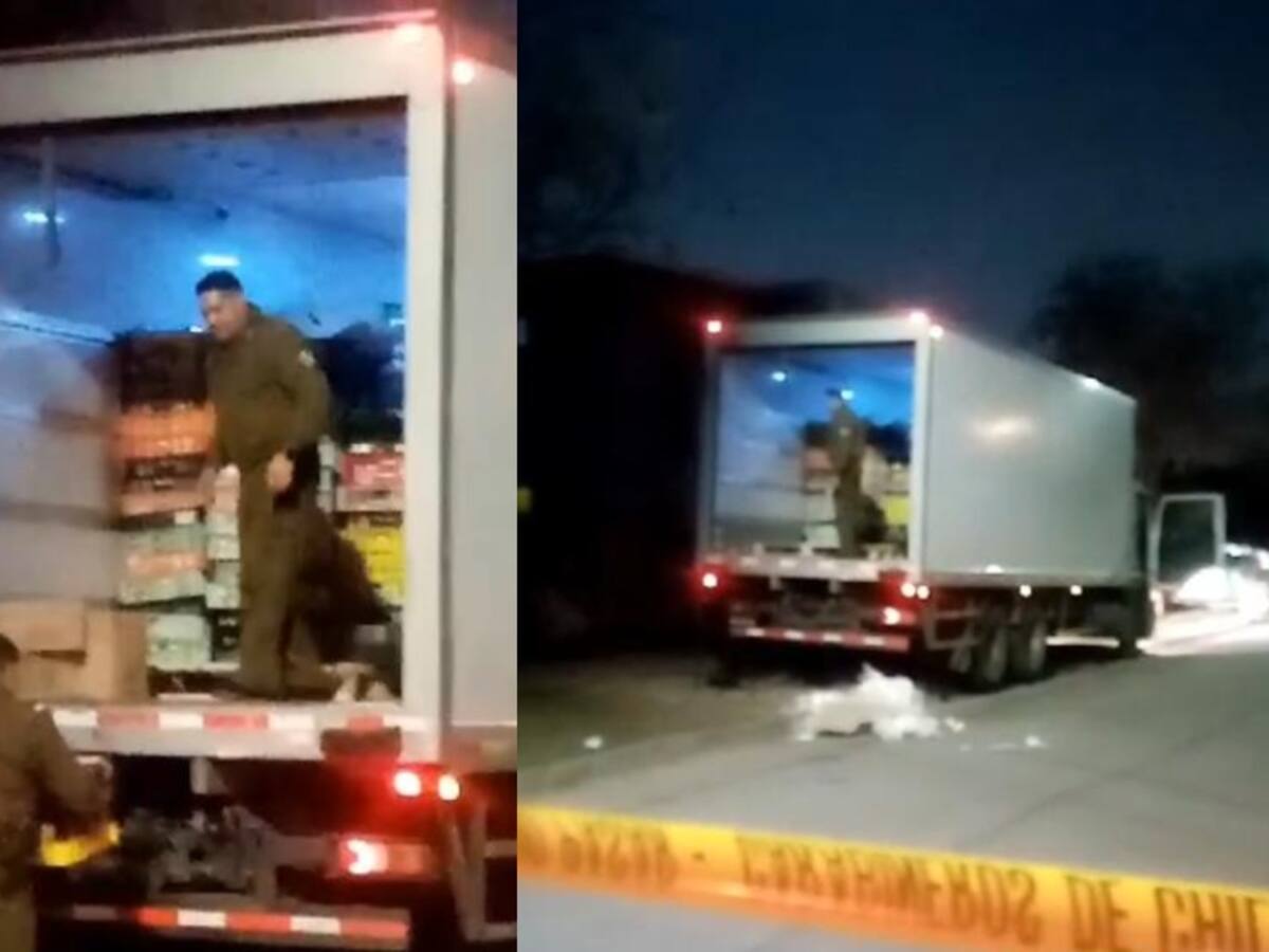 Carabineros recupera camión robado en Estación Central: delincuentes estaban descargando mercadería en una casa