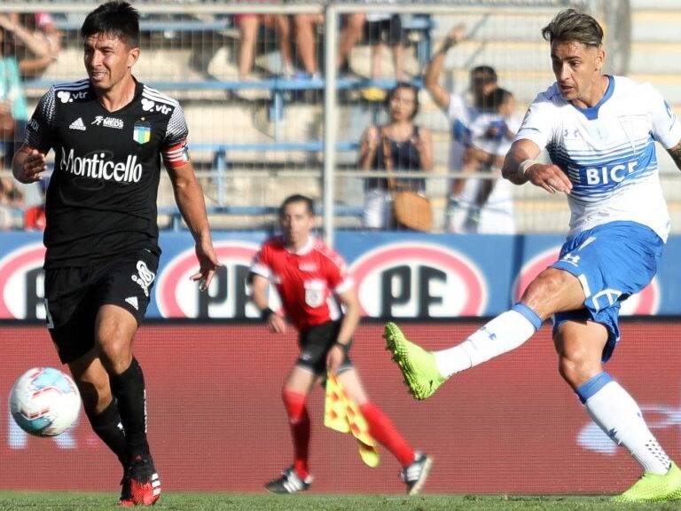 2 de Febrero del 2020, Santiago.Bruno Zampedri (D) remata ,durante el partido valido por la segunda fecha del Campeonato Nacional AFP PlanVital 2020, entre Universidad Catolica vs O'Higgins, disputado en el Estadio San Carlos de Apoquindo.
FOTO: AGENCIAUNO