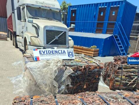 Aduanas incauta 600 kilos de cobre robado