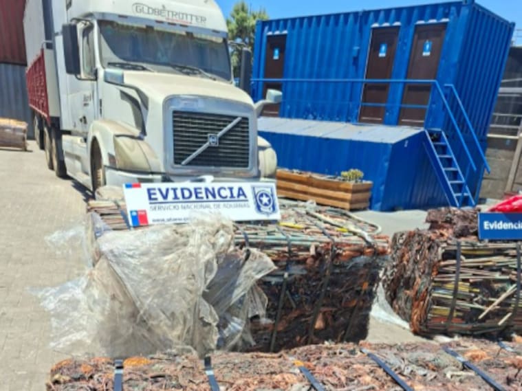 Aduanas incauta 600 kilos de cobre robado