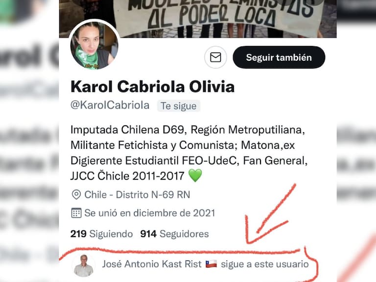 Diputada Karol Cariola acusa suplantación de cuenta en Twitter: «Curiosamente es seguida por José Antonio Kast»