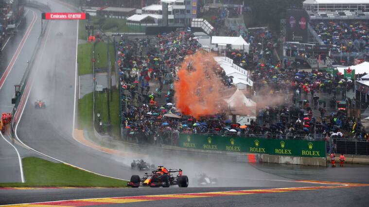 SPA, BELGIUM - AUGUST 29: Max Verstappen of the Netherlands driving the (33) Red Bull Racing RB16B Honda on track during the F1 Grand Prix of Belgium at Circuit de Spa-Francorchamps on August 29, 2021 in Spa, Belgium. (Photo by Joe Portlock - Formula 1/Formula 1 via Getty Images)