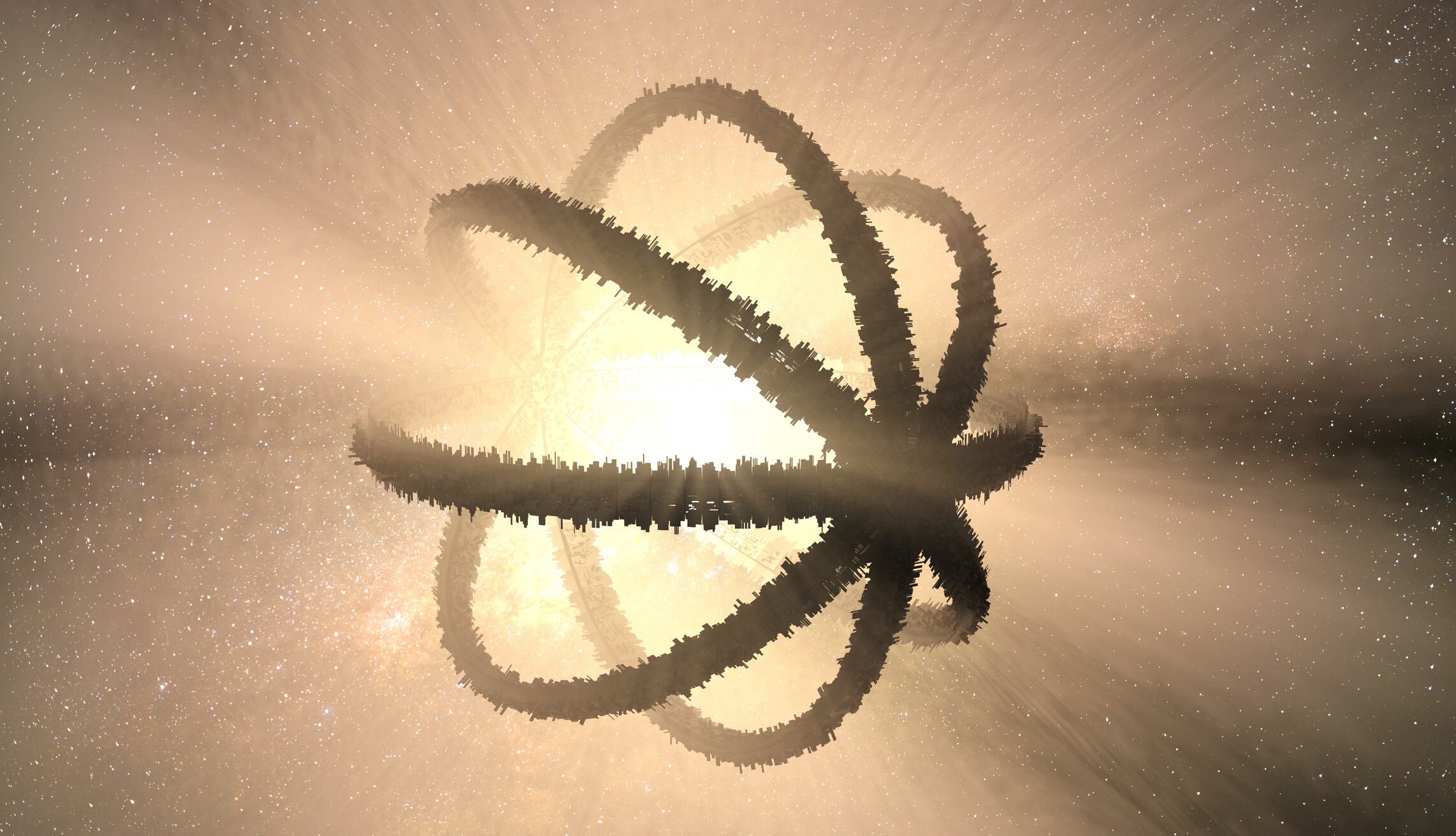Dyson sphere. Alien mega structure around a star.