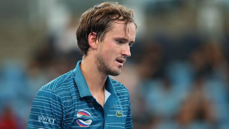 SYDNEY, AUSTRALIA - JANUARY 11: Daniil Medvedev of Russia looks dejected during his semi-final singles match against Novak Djokovic of Serbia during day nine of the 2020 ATP Cup at Ken Rosewall Arena on January 11, 2020 in Sydney, Australia. (Photo by Cameron Spencer/Getty Images)