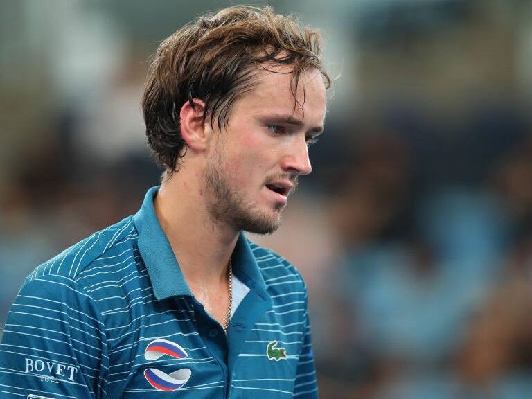 SYDNEY, AUSTRALIA - JANUARY 11: Daniil Medvedev of Russia looks dejected during his semi-final singles match against Novak Djokovic of Serbia during day nine of the 2020 ATP Cup at Ken Rosewall Arena on January 11, 2020 in Sydney, Australia. (Photo by Cameron Spencer/Getty Images)