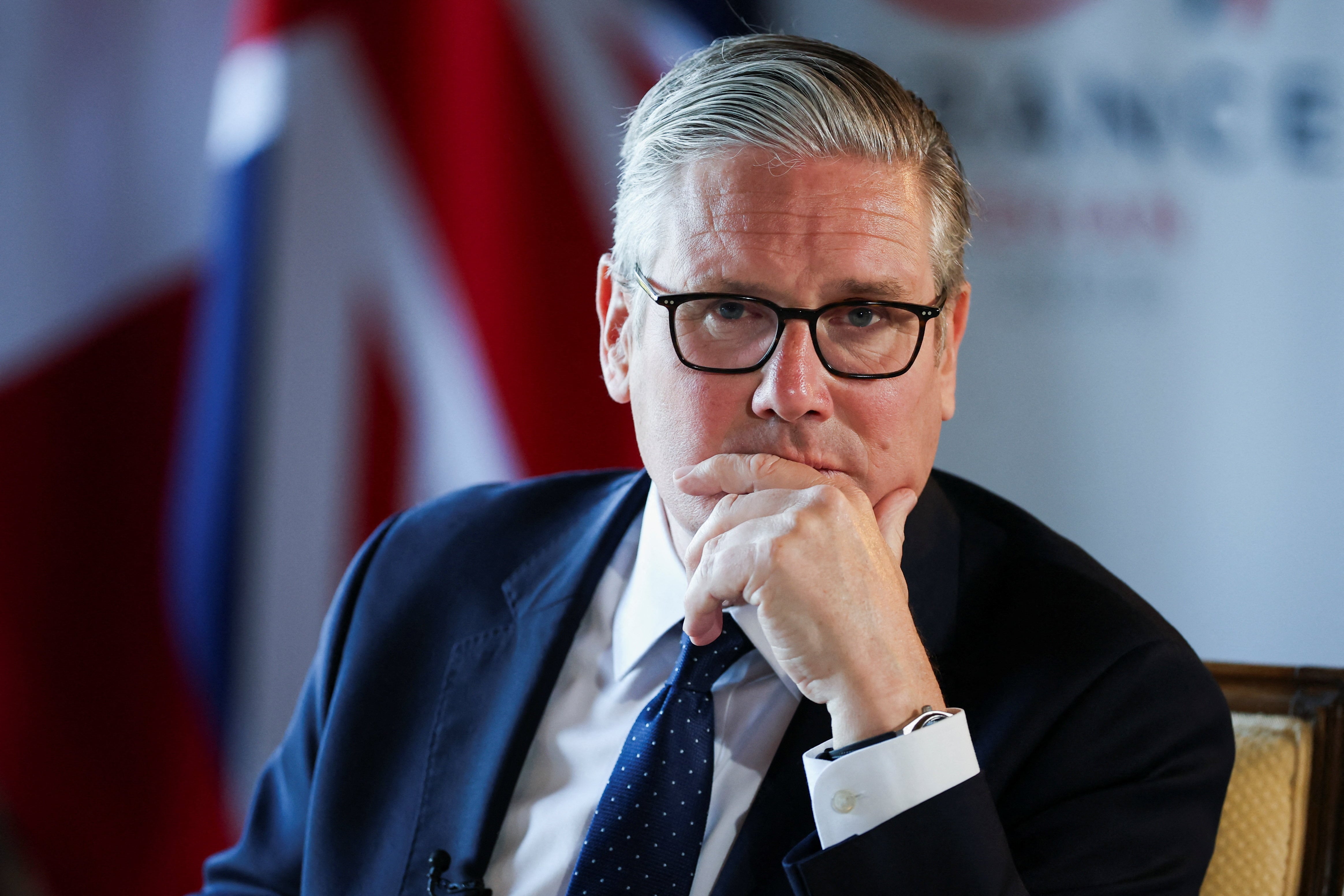 THONON-LES-BAINS, FRANCE - JUNE 17: British Prime Minister Keir Starmer looks on as he speaks to the members of the media on the sidelines of the G7 summit on June 17, 2026 in Thonon-les-Bains, France. Leaders from the Group of 7 (G7) countries convened in Evian, France, near the Swiss border, for their annual summit to discuss challenges to peace and security for Ukraine and Europe, the situation in the Middle East, and other geopolitical issues. (Photo by Isabel Infantes - WPA Pool/Getty Images)