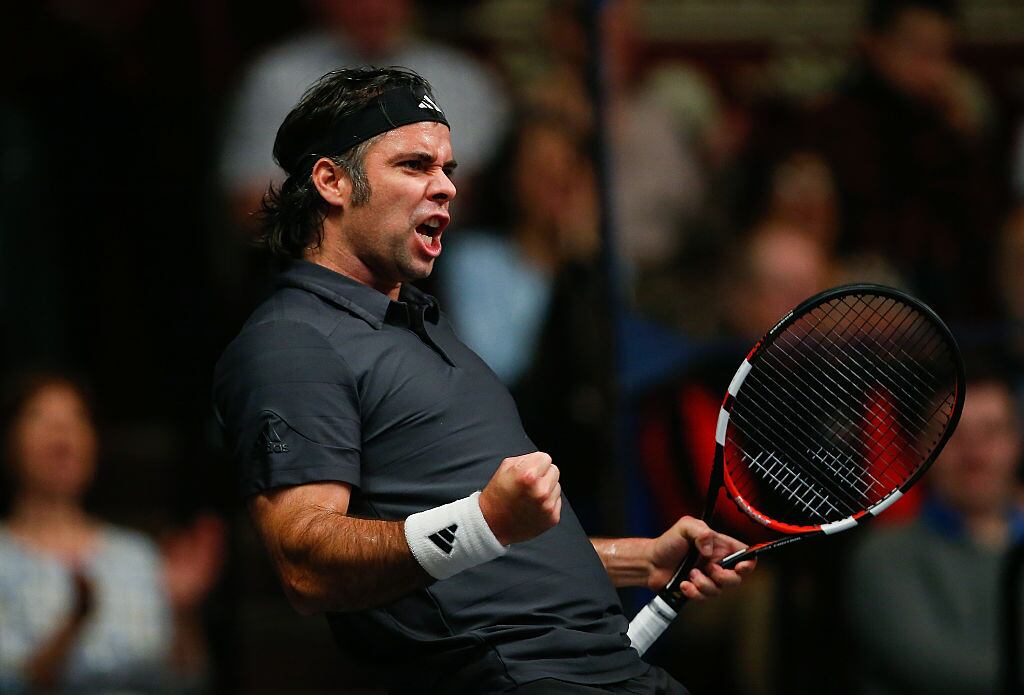 LONDON, ENGLAND - DECEMBER 06:  Fernando Gonzalez of Chile celebrates in the ATP Champions Tennis Final match against Tim Henman of Great Britain during day five of the Masters Tennis at the Royal Albert Hall on December 6, 2015 in London, England.  (Photo by Jordan Mansfield/Getty Images)