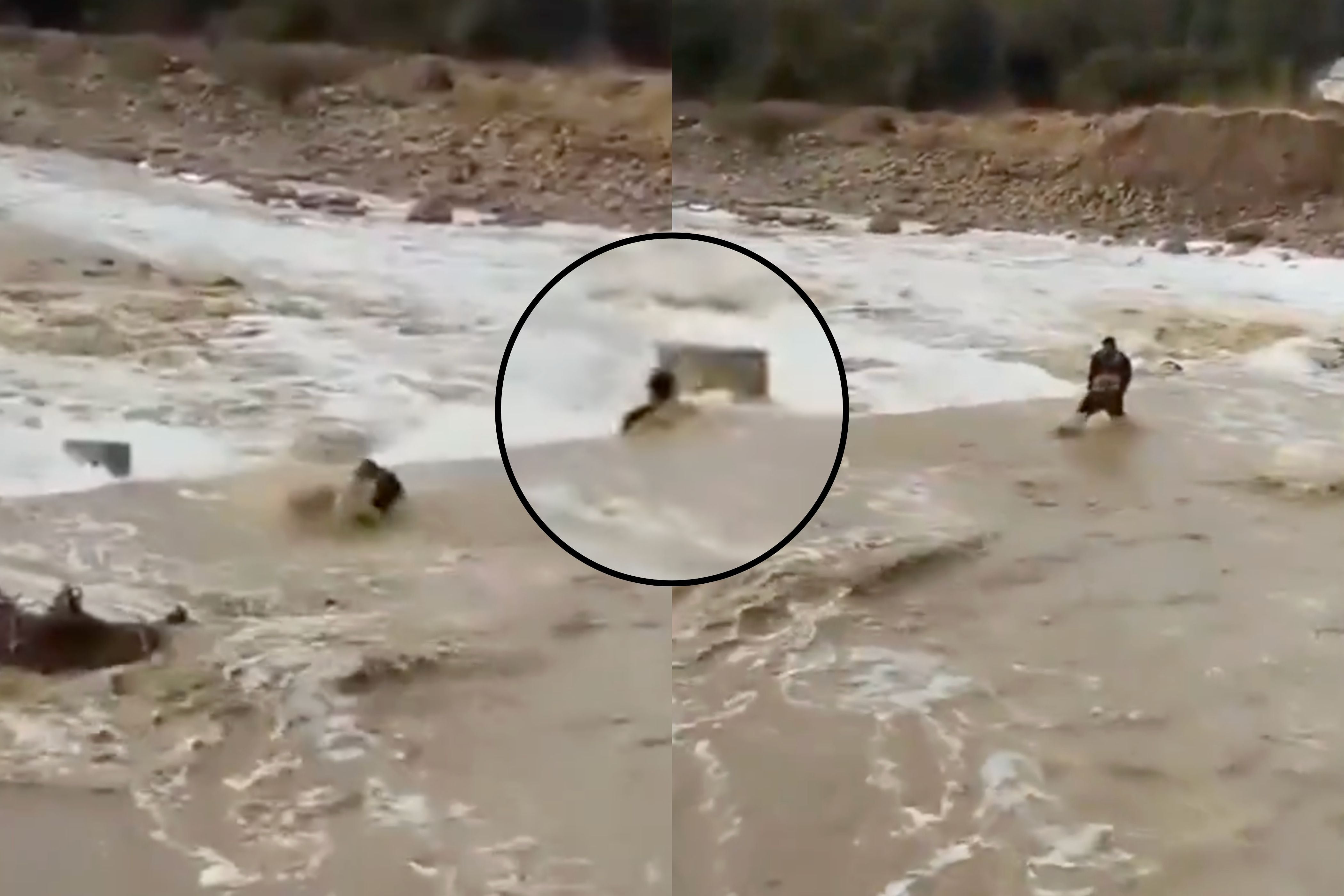 Impactante registro en Punitaqui: joven intenta cruzar un estero y es arrastrado en medio las intensas lluvias en el norte