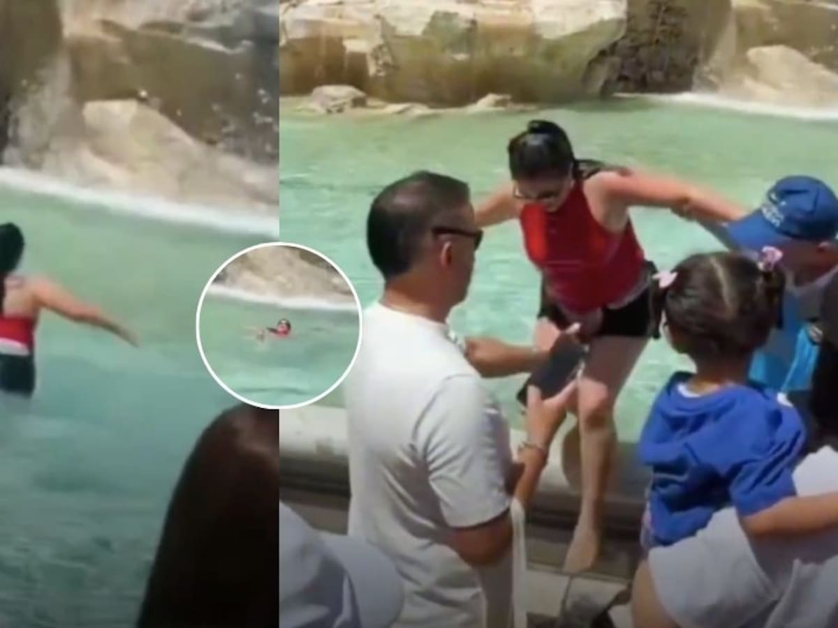 Polémica en Italia: turista entra a la Fontana di Trevi para refrescarse durante intensa ola de calor
