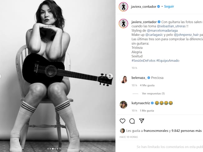 Javiera Contador sorprende con creativo desnudo: Con guitarra sale mejor