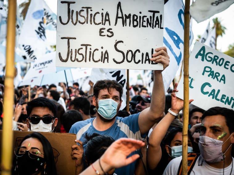Manifestación en contra del calentamiento global en Argentina