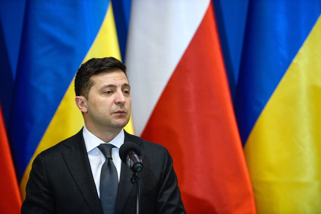 El presidente de Ucrania Volodimir Zelenski en su visita a Polonia