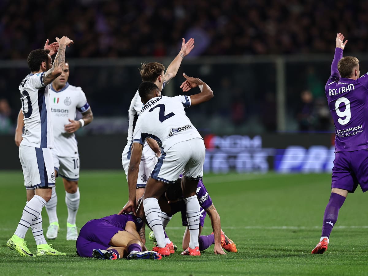 Conmoción en Italia: jugador de la Fiorentina se desploma en pleno partido ante el Inter de Milán