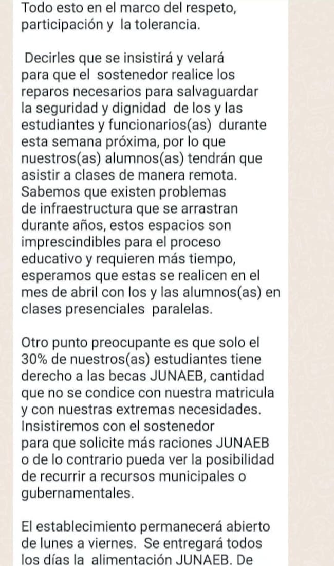 Dirección Liceo Darío Salas | Comunicado