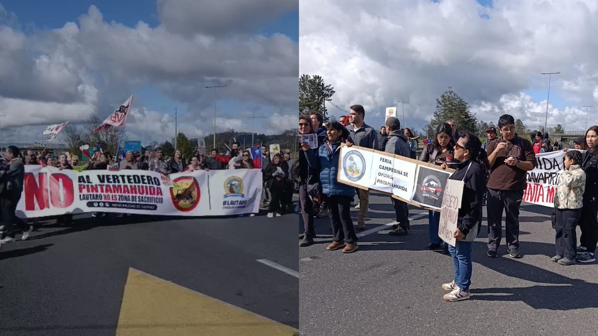 Manifestantes cortan calle en Lautaro en protesta contra proyecto de relleno sanitario Pintamahuida