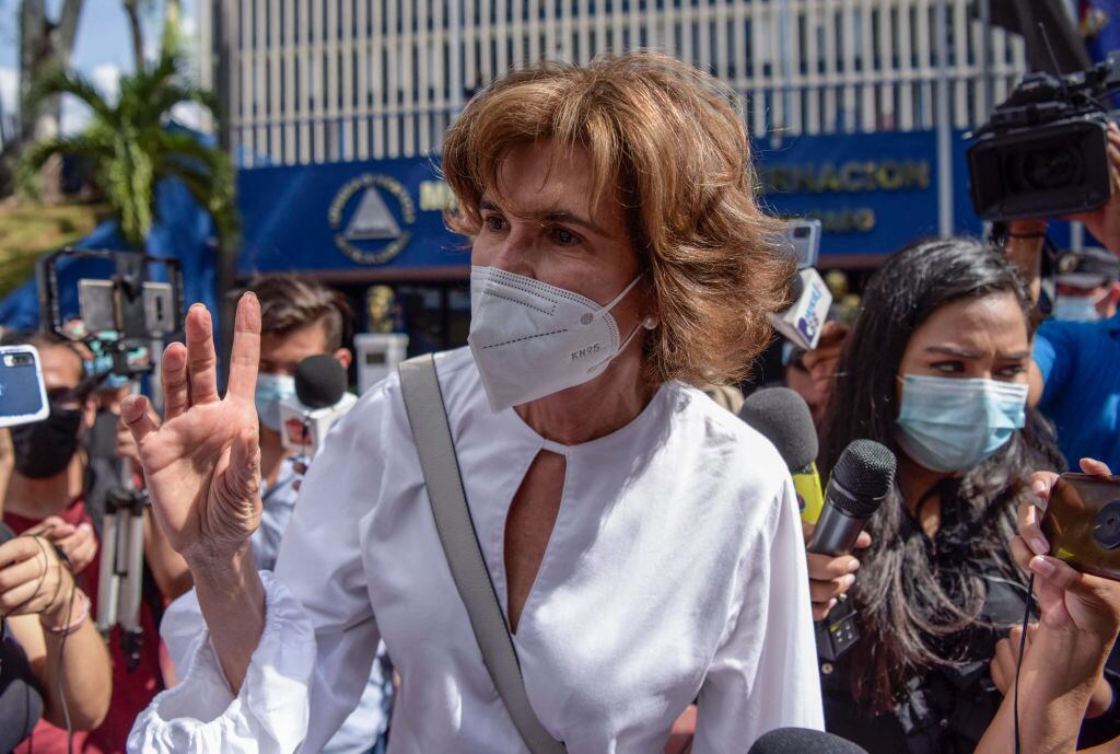 Cristiana Chamorro en un acto antes de ser detenida en Nicaragua