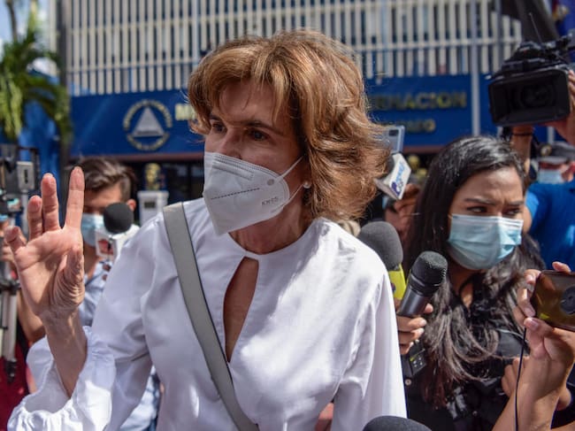 Cristiana Chamorro en un acto antes de ser detenida en Nicaragua