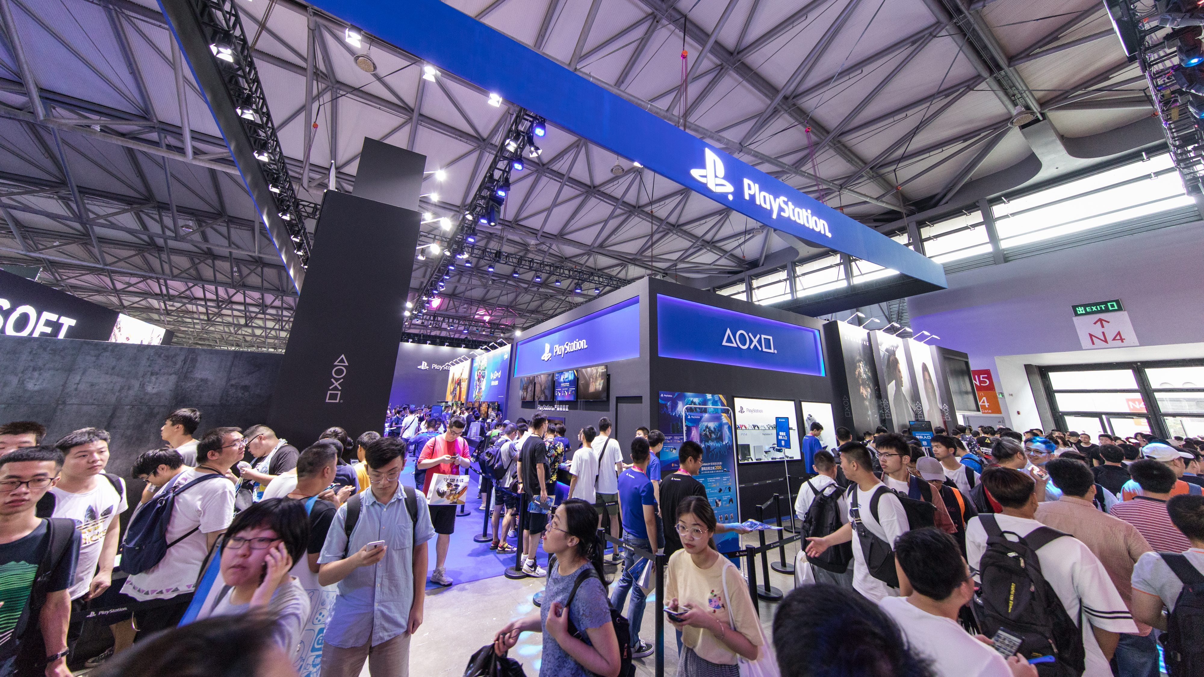 SHANGHAI, CHINA - AUGUST 02: People visit Playstation booth on day one of the 2019 China Digital Entertainment Expo &amp; Conference (ChinaJoy) at Shanghai New International Expo Center on August 2, 2019 in Shanghai, China. ChinaJoy 2019 will be held on August 2-5 in Shanghai. (Photo by Visual China Group via Getty Images/Visual China Group via Getty Images)