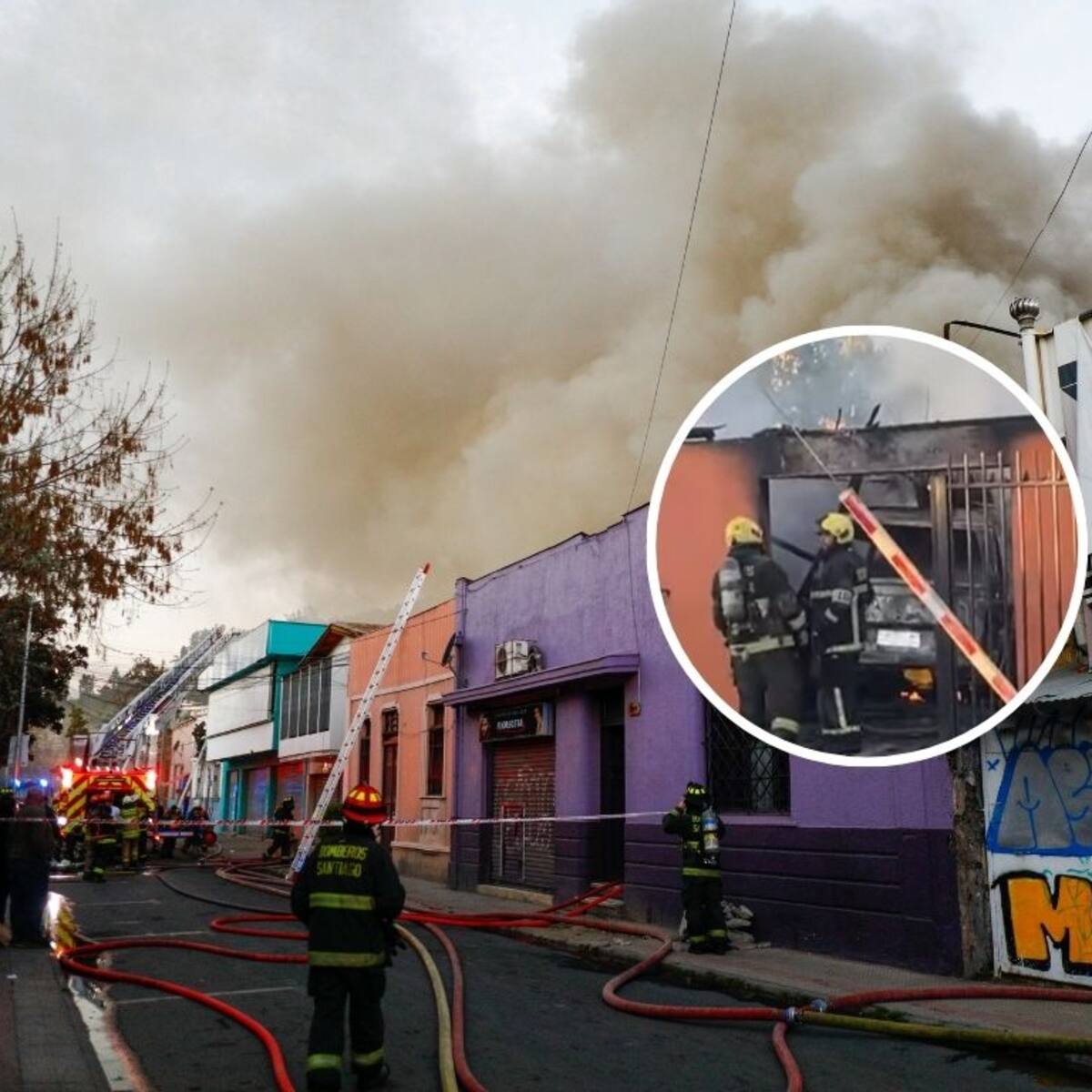 Auto familiar se incendió y se propagó a casa: bomberos combate siniestro en Estación Central