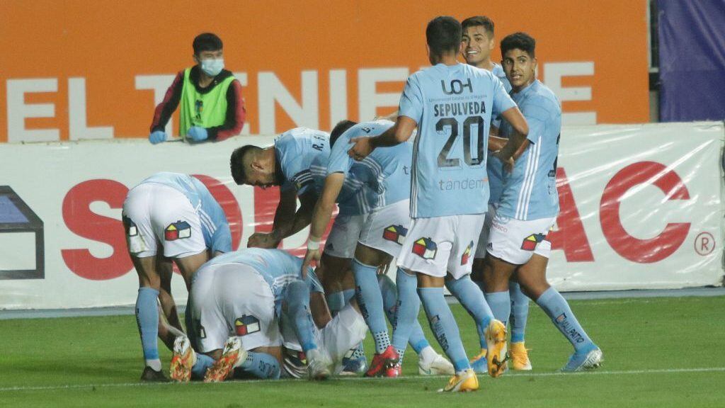 24 DE ABRIL DE 2021/RANCAGUAJugadores de O'Higgins en festejo de un gol, durante el partido valido por la fecha 5 del Campeonato Nacional AFP PlanVital 2021, entre O'Higgins y Union La Calera, disputado en el Estadio El Teniente.
FOTO: BYRON PEREZ CARVAJAL/AGENCIAUNO