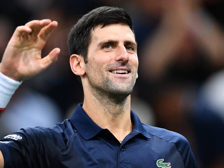 PARIS, FRANCE - (ARCHIVE) : A file photo dated November 03, 2019 shows Novak Djokovic of Serbia celebrates after winning against Denis Shapovalov (not seen) of Canada in their final match at the Rolex Paris Masters tennis tournament at AccorHotels Arena in Paris, France on November 03, 2019. World no. 1 in menâs tennis, Serbiaâs Novak Djokovic, tests positive for coronavirus. (Photo by Mustafa Yalcin/Anadolu Agency via Getty Images)