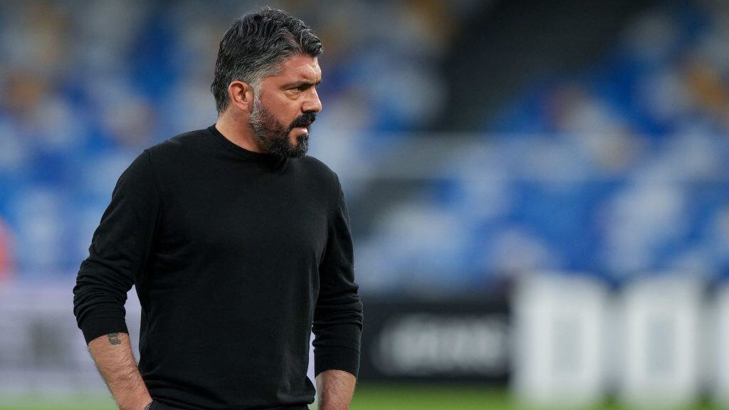 Gennaro Gattuso manager of SSC Napoli looks on during the Serie A match between SSC Napoli and Hellas Verona at Stadio Diego Armando Maradona, Naples, Italy on 23 May 2021. (Photo by Giuseppe Maffia/NurPhoto via Getty Images)