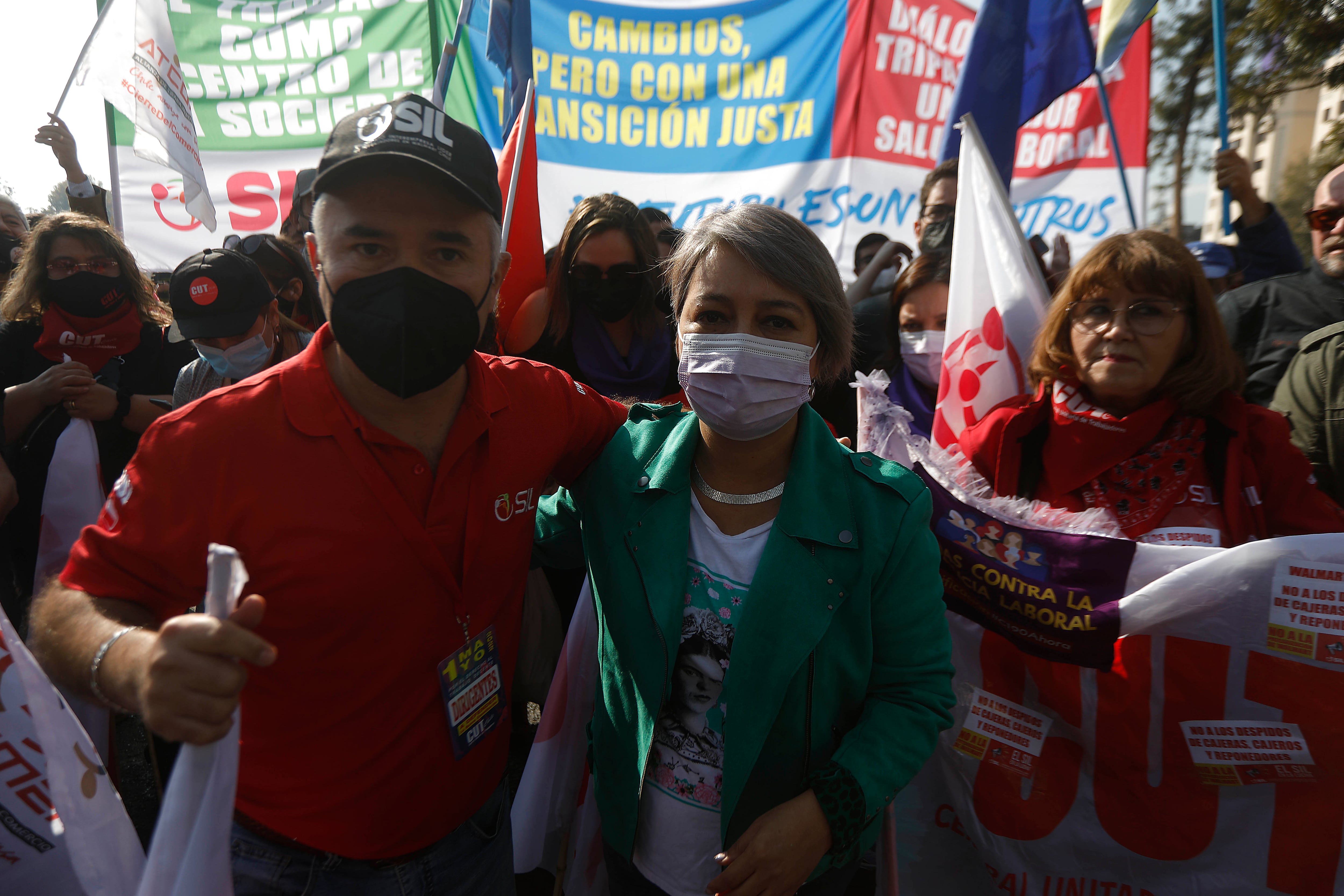 Ministra del Trabajo en marcha del Día del Trabajador/ Agencia Uno
