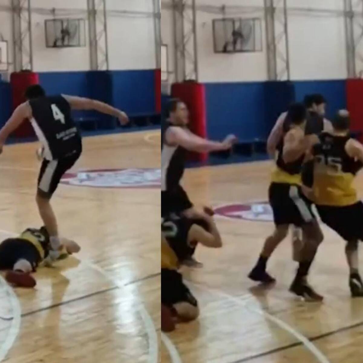 Violencia en la liga “Básquet Entre Amigos” en Argentina: jugador pisó la cabeza de su rival tras agredirlo con un codazo