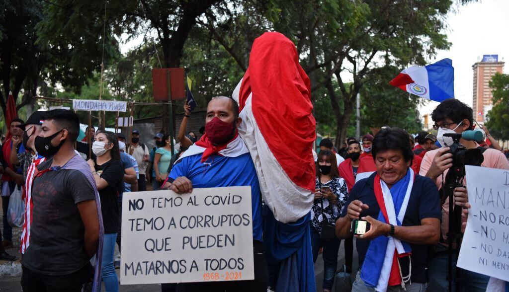 Manifestación contra el presidente Abdo Benítez en la ciudad de Asunción