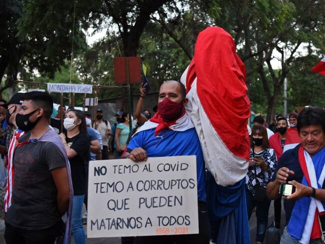 Manifestación contra el presidente Abdo Benítez en la ciudad de Asunción