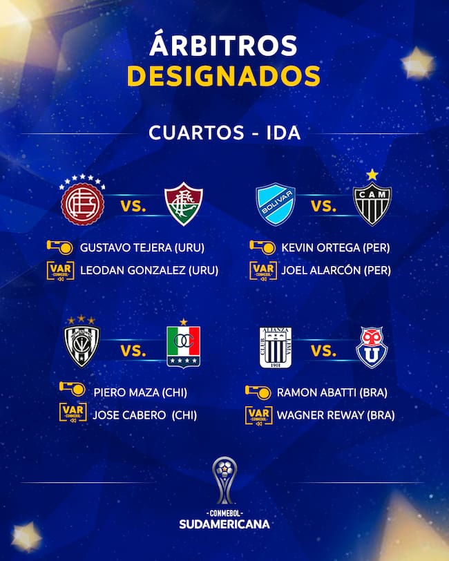 Los árbitros para los 4tos de final de la Copa Sudamericana
