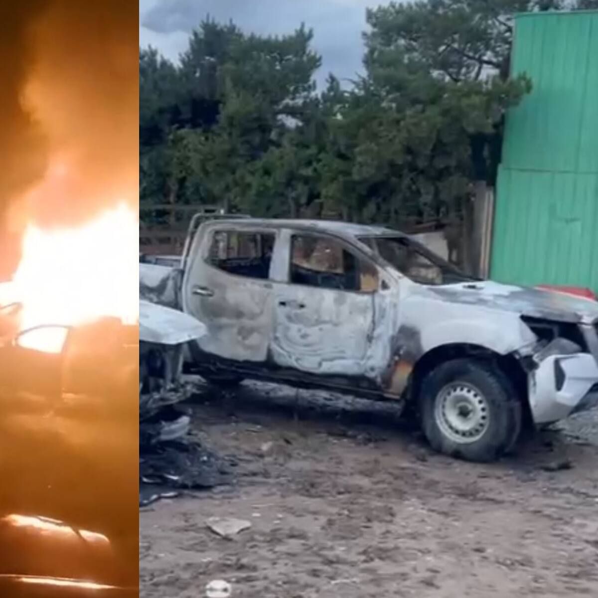 Ataque incendiario en La Araucanía consume dos vehículos: se encontraron lienzos alusivos a la causa mapuche