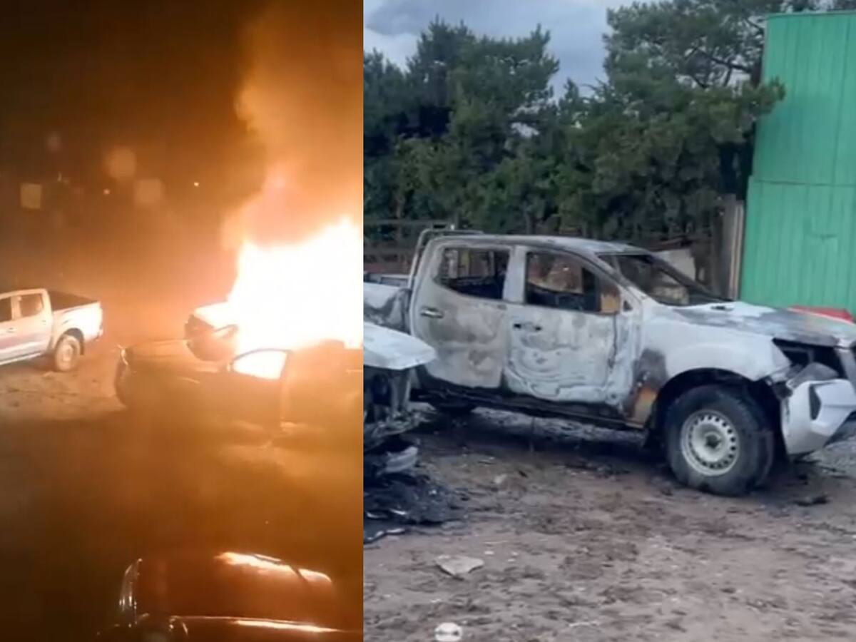 Ataque incendiario en La Araucanía consume dos vehículos: se encontraron lienzos alusivos a la causa mapuche
