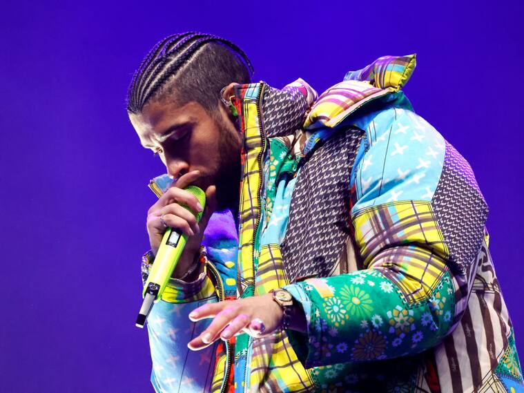 INDIO, CALIFORNIA - APRIL 14: Bad Bunny performs at the Coachella Stage during the 2023 Coachella Valley Music and Arts Festival on April 14, 2023 in Indio, California. (Photo by Frazer Harrison/Getty Images for Coachella)