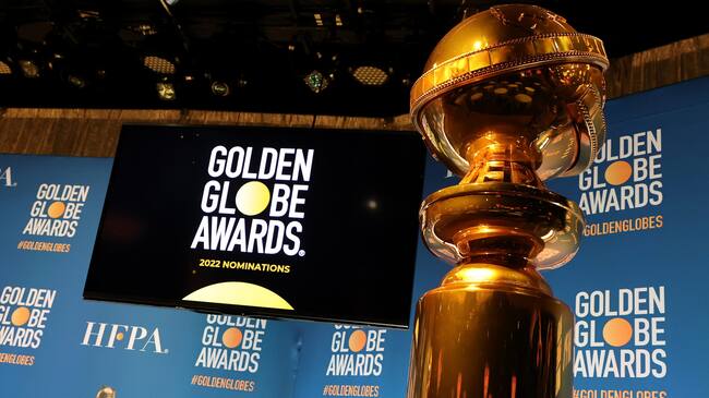 BEVERLY HILLS, CALIFORNIA - DECEMBER 13: The stage is set for the 79th Annual Golden Globe Award nominations at The Beverly Hilton on December 13, 2021 in Beverly Hills, California. (Photo by Kevin Winter/Getty Images)