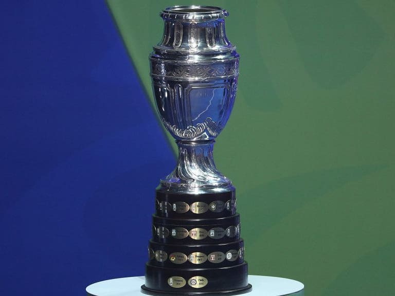 RIO DE JANEIRO, BRAZIL - JANUARY 24: Copa America Trophy is played during the Copa America 2019 Official Draw at Cidade das Artes on January 24, 2019 in Rio de Janeiro, Brazil. (Photo by Buda Mendes / Getty Images)