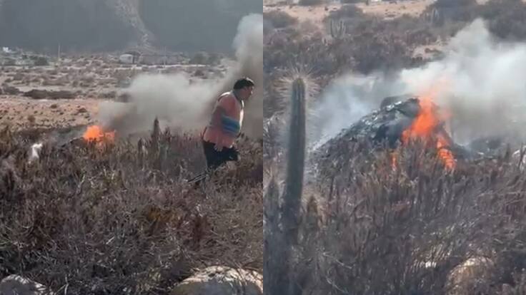 Alerta en la región de Coquimbo: avión de la FACh capota y se incendia en comuna de La Higuera