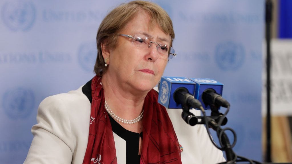 United Nations, New York, USA, September 26, 2018 - Michelle Bachelet, United Nations High Commissioner for Human Rights, briefs journalists today at the UN Headquarters in New York City.(Photo by Luiz Rampelotto/NurPhoto via Getty Images)
