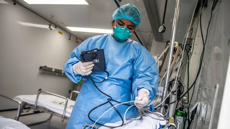 A specialist stands in a mobile unit set up by the Peruvian Ministry of Health as a preventive measure if a case of the COVID-19 virus comes up, at the Hipolito Unanue Hospital, in Lima on February 27, 2020. - So far, Peru has no record of the COVID-19 virus cases. (Photo by ERNESTO BENAVIDES / AFP) (Photo by ERNESTO BENAVIDES/AFP via Getty Images)