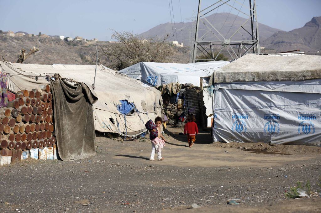 Un campo de refugiados yemení en Dharawan