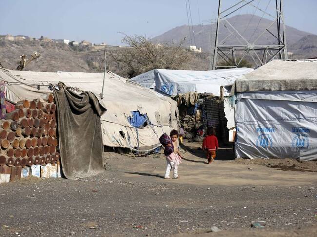 Un campo de refugiados yemení en Dharawan