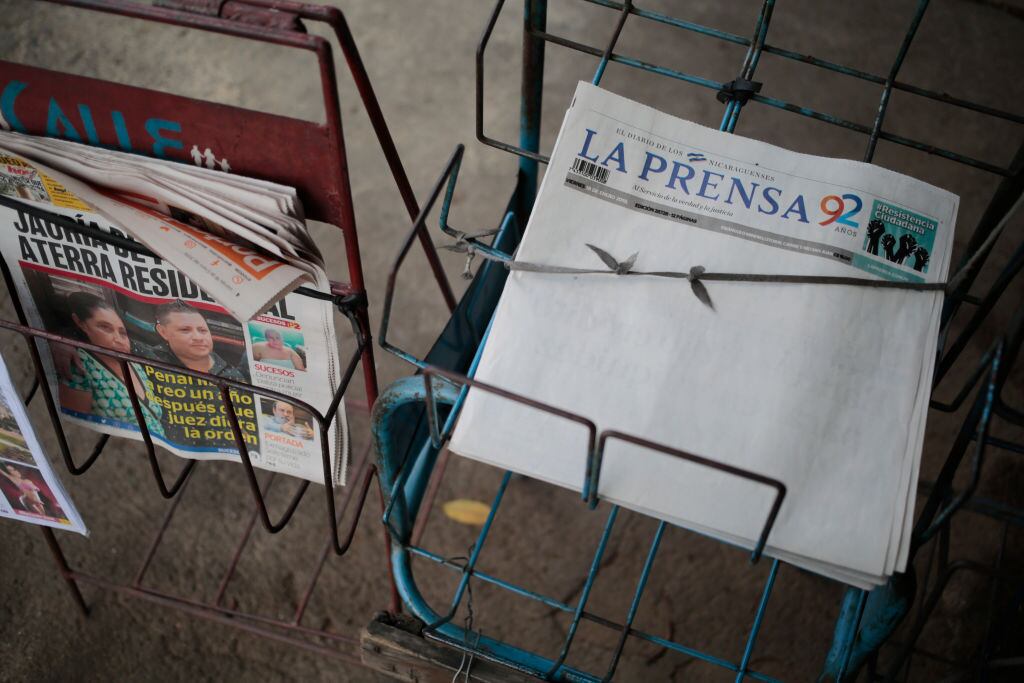 Una versión en blanco del periódico La Prensa de Nicaragua