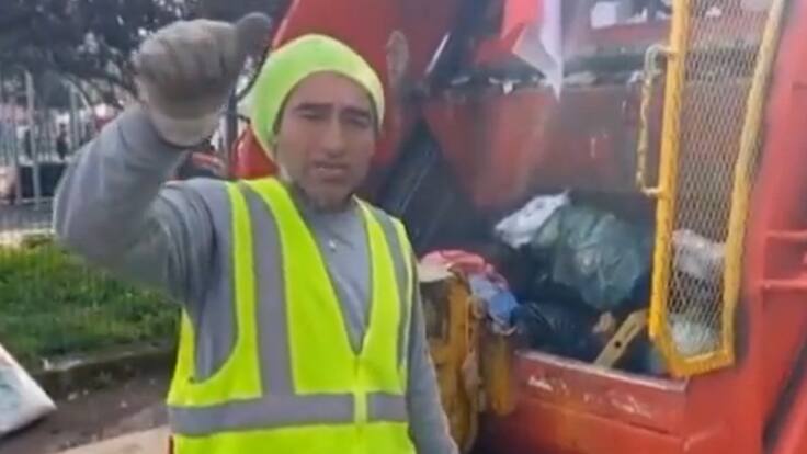 Recolector de basura se hace viral en redes sociales tras grabarse en su trabajo para una tarea de su hija: “Tratamos de mantener el planeta limpio”