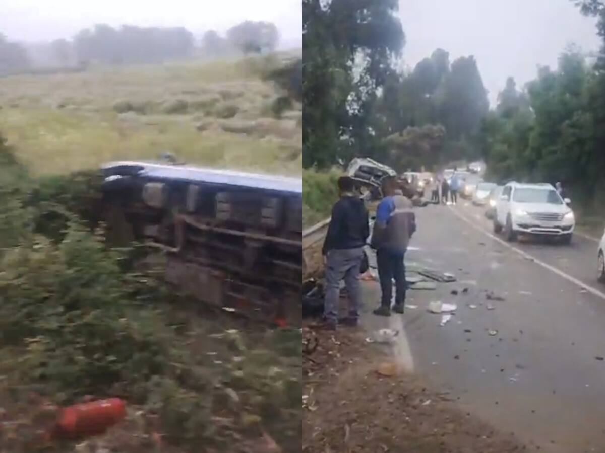 Bus se desbarranca en Valparaíso tras fuerte choque con furgón